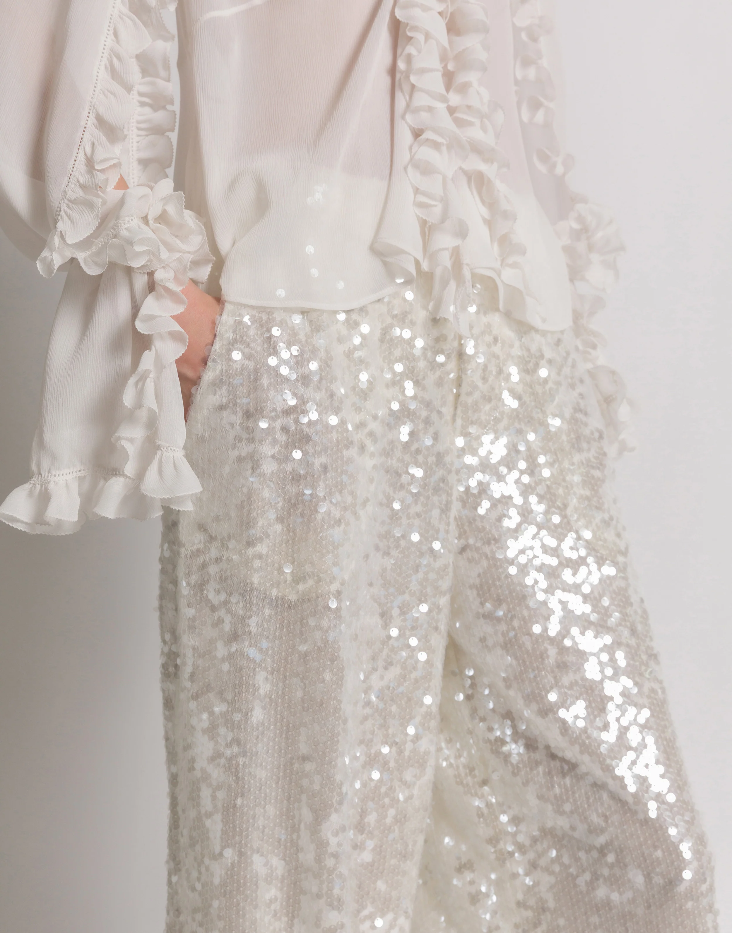 Pantaloni a gamba larga con paillettes - Image 4