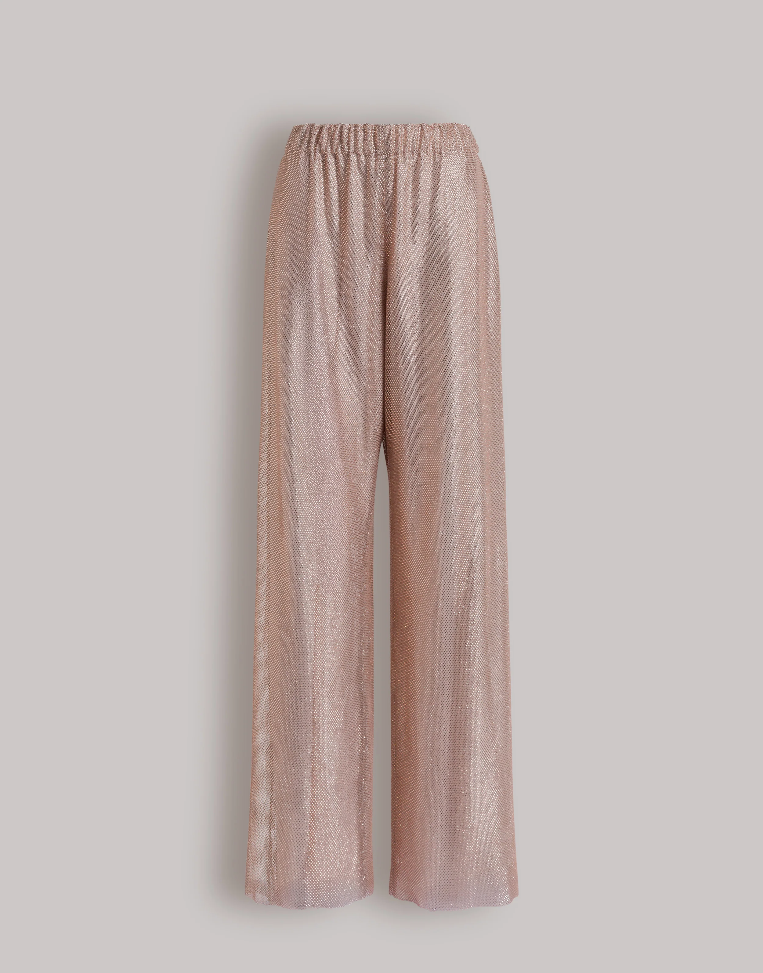Pantaloni a gamba larga in micro strass