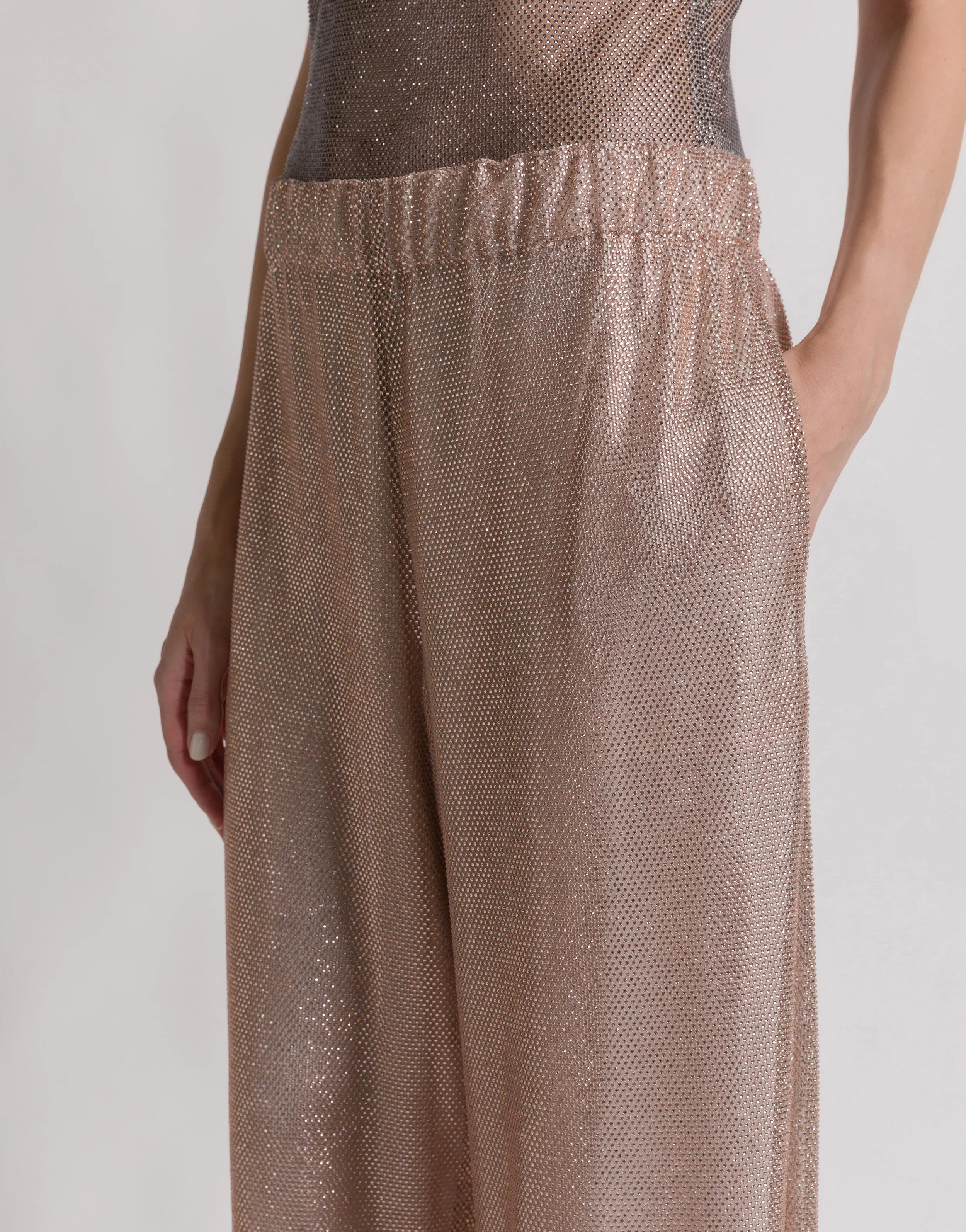 Pantaloni a gamba larga in micro strass - Image 4