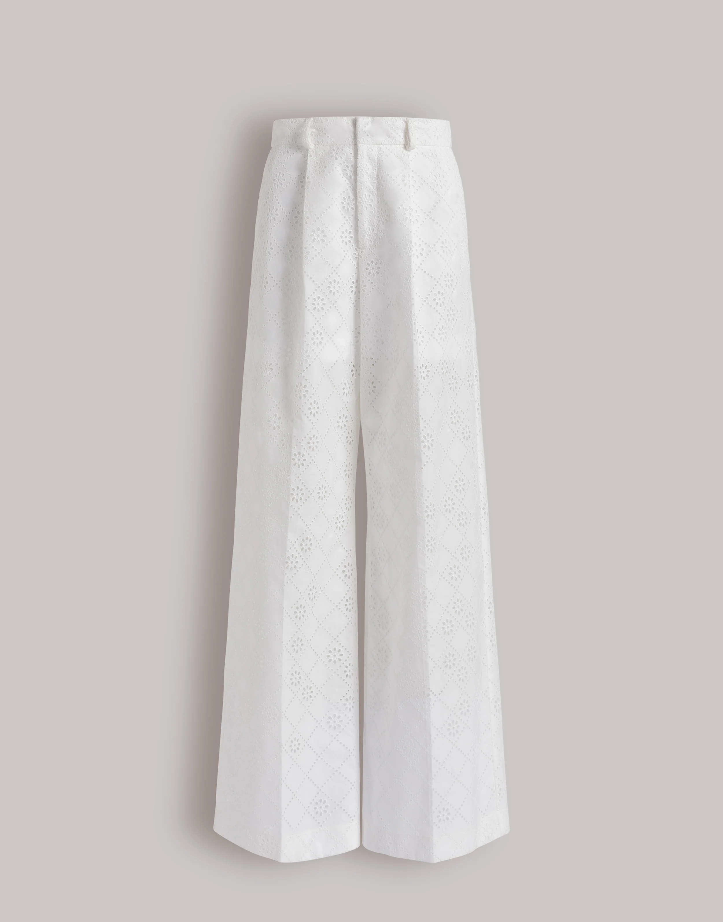 Pantaloni a gamba larga in pizzo Sangallo