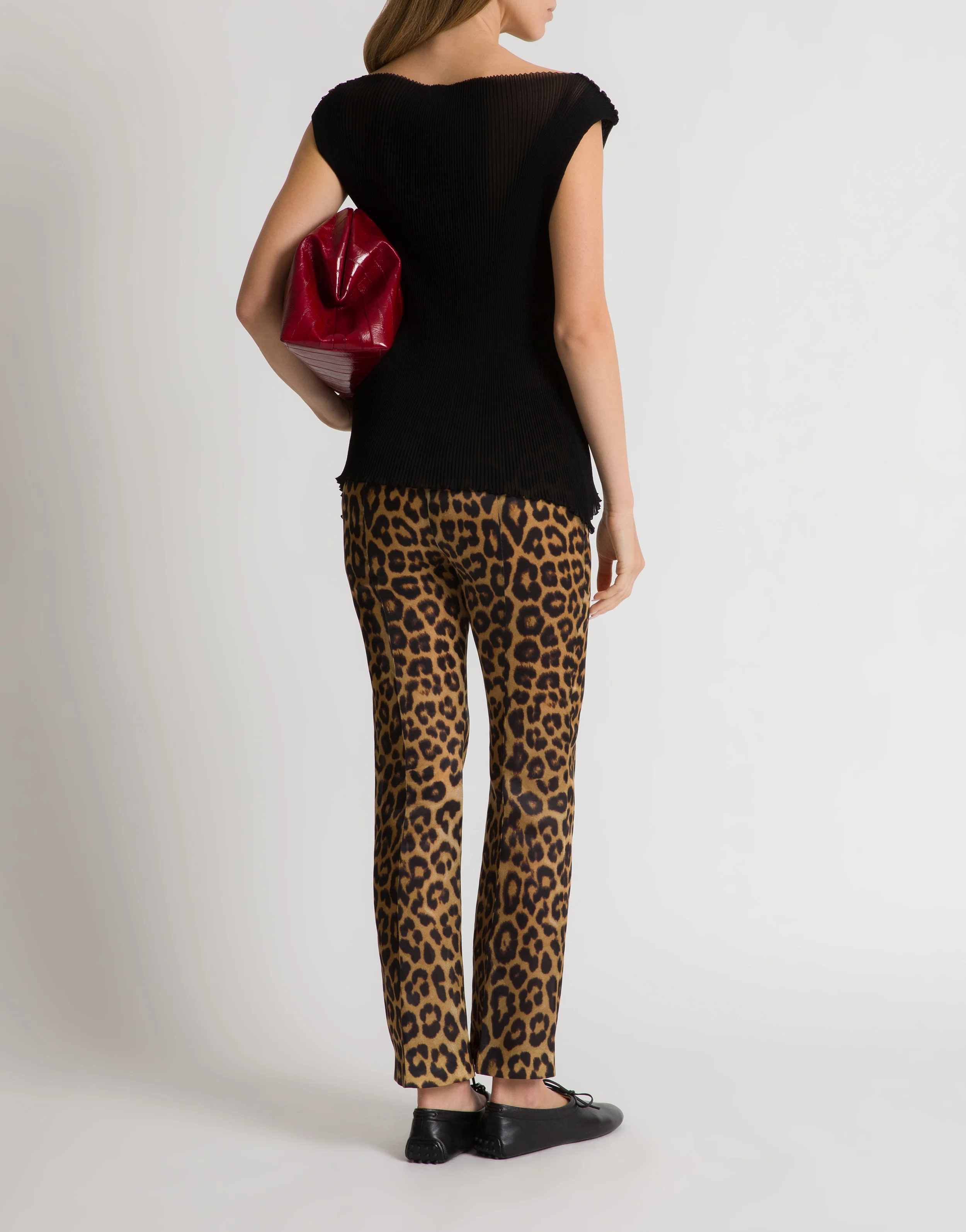 Pantaloni dritti in organza di seta leopardata - Image 3