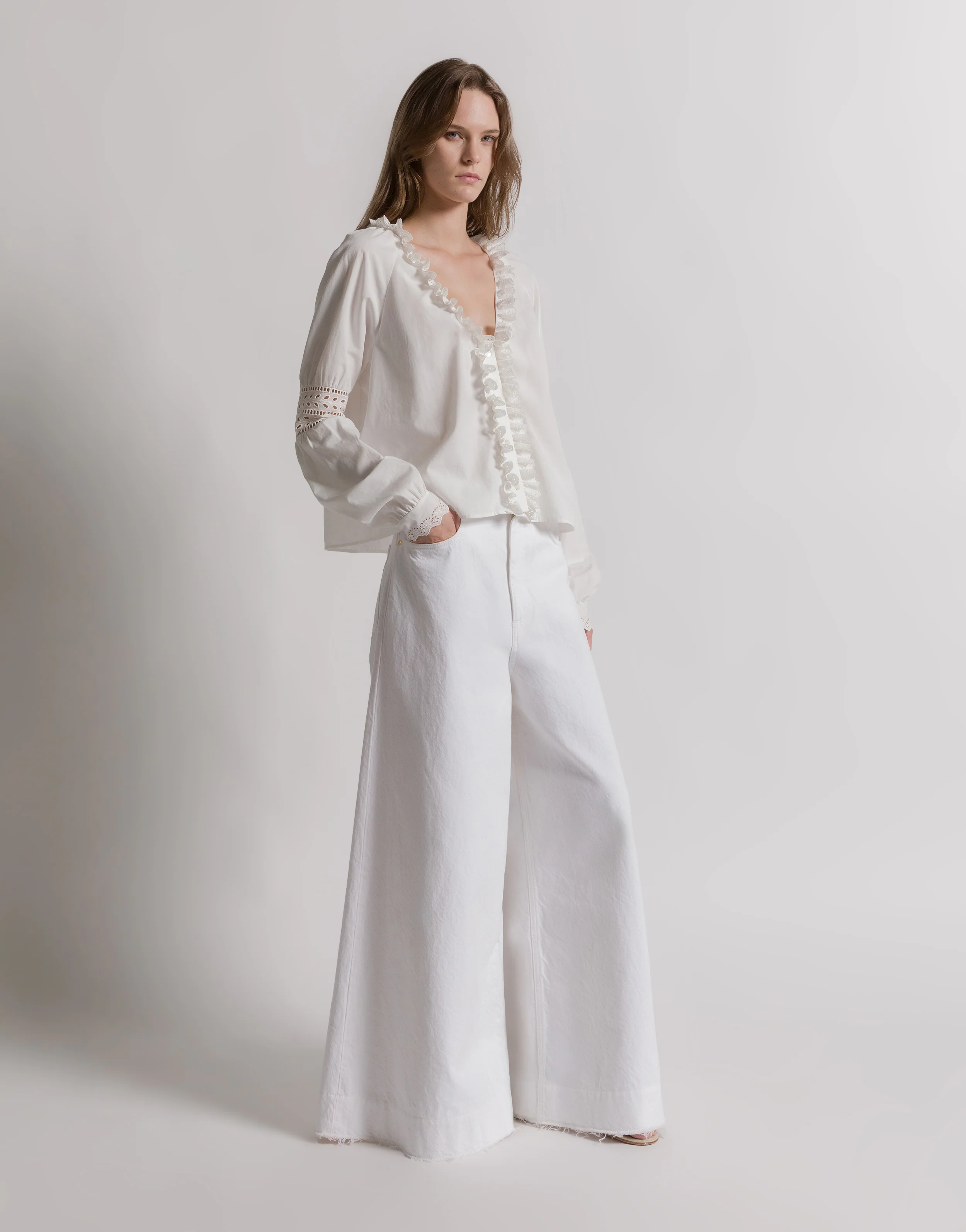 Pantaloni in denim a gamba larga