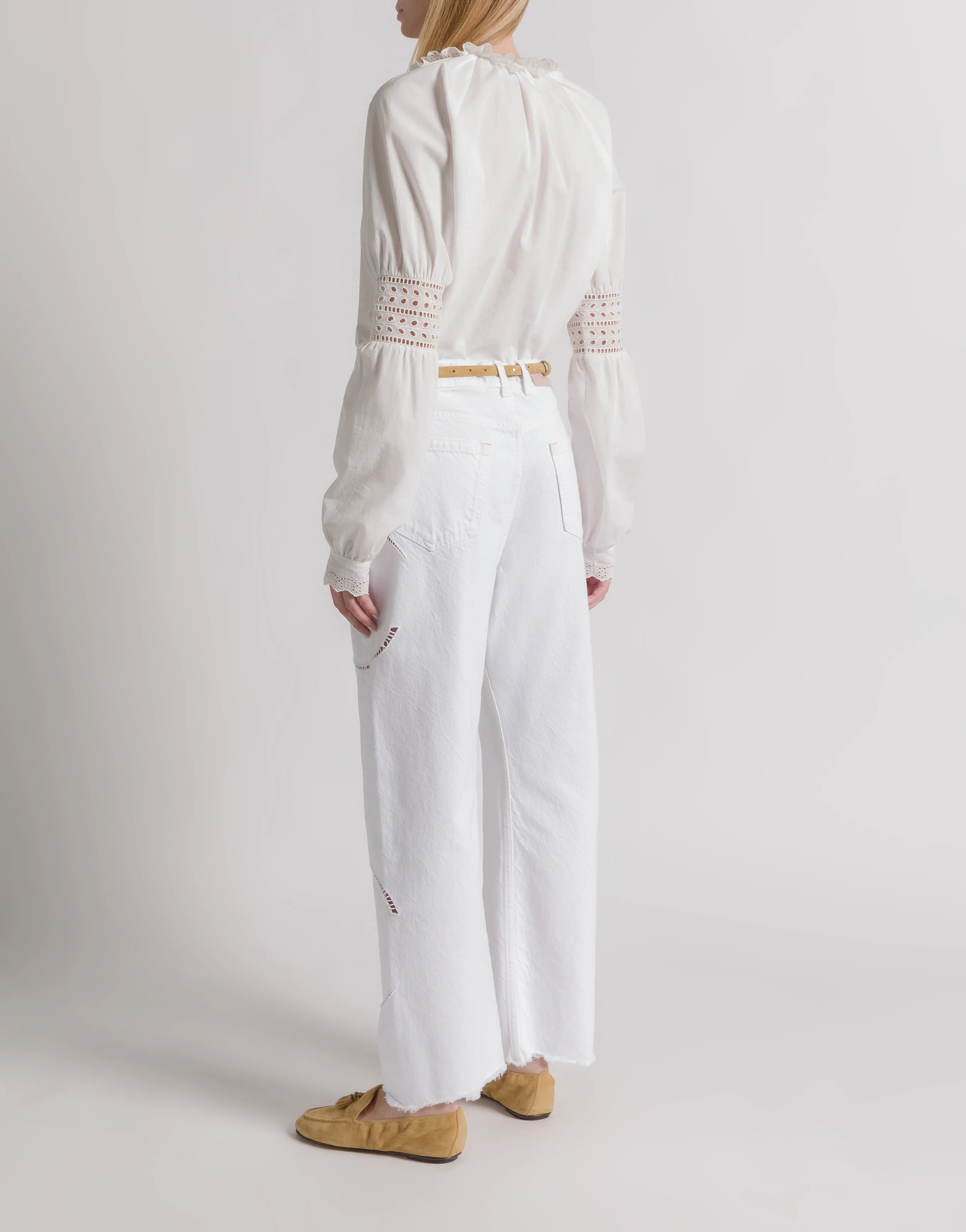 Pantaloni in denim con ricamo floreale - Image 3