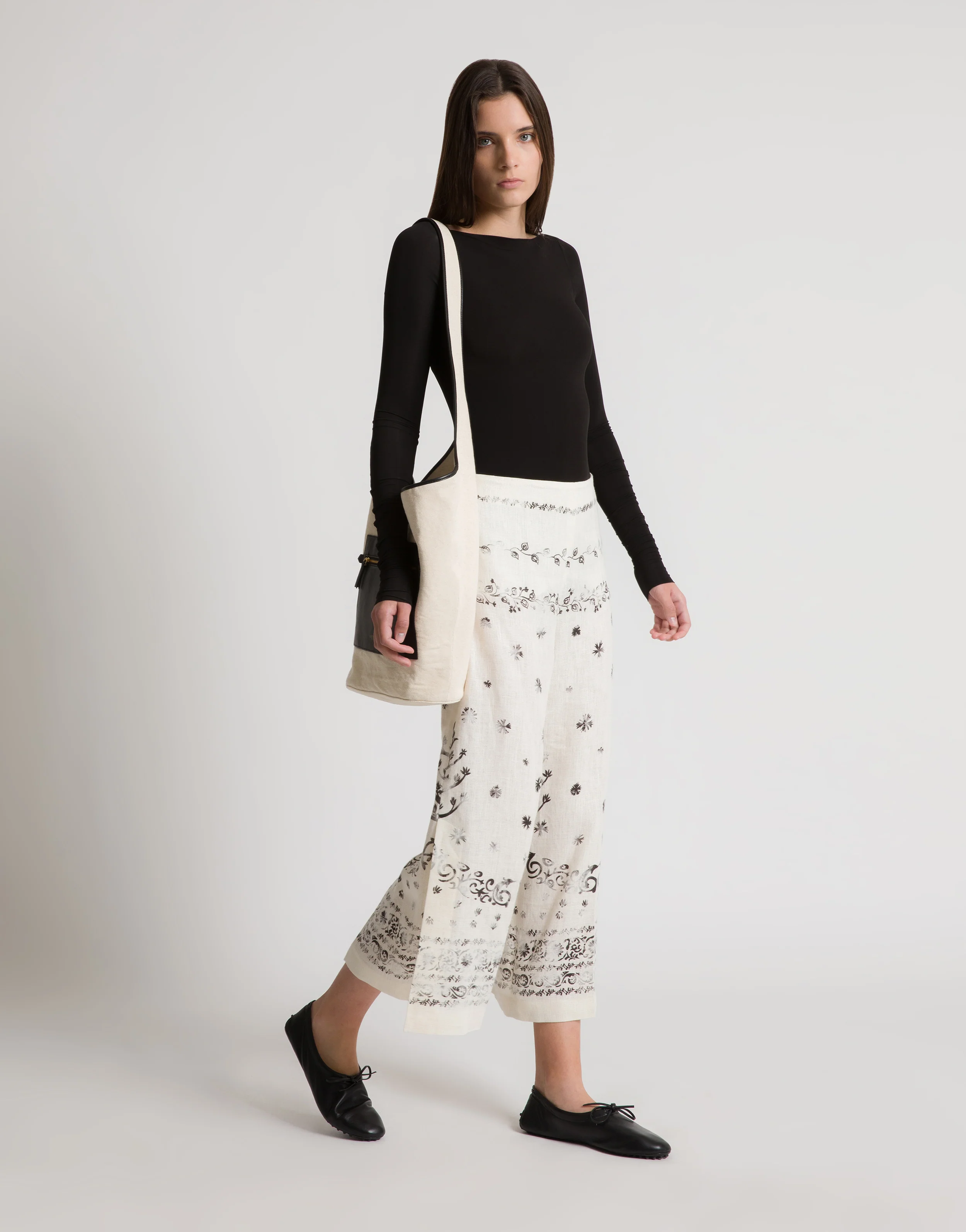 Pantaloni in lino stampato