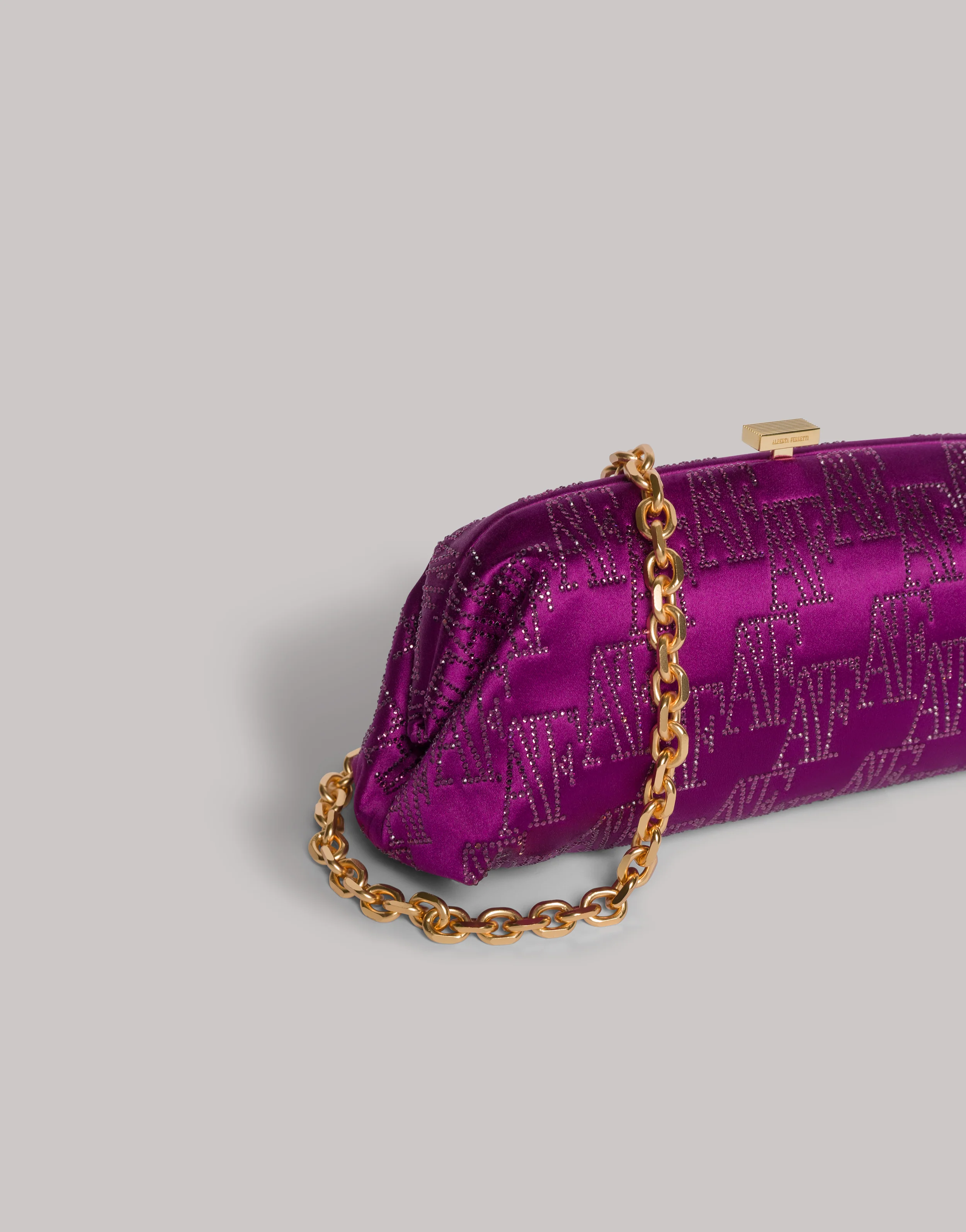 Pochette in raso con monogram AF in strass - Image 3
