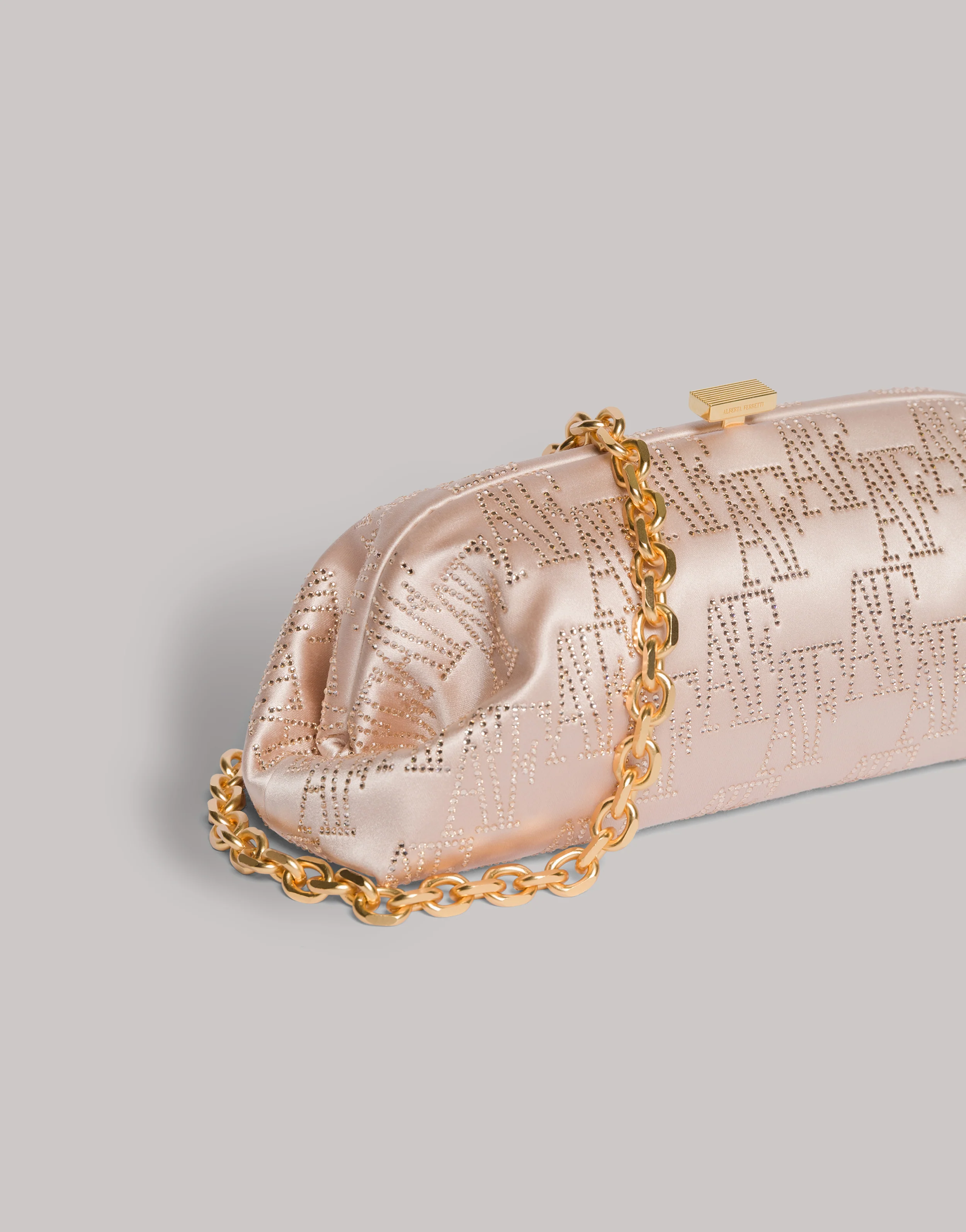 Pochette in raso con monogram AF in strass - Image 4
