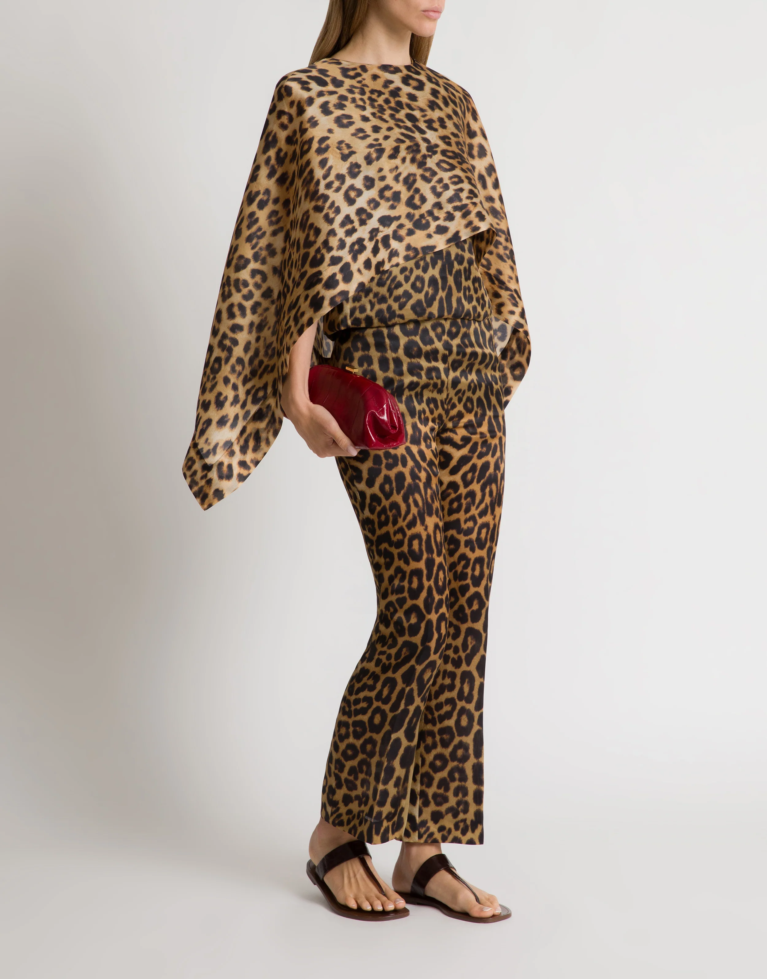 Top cappa in organza di seta stampa leopardata  - Image 2
