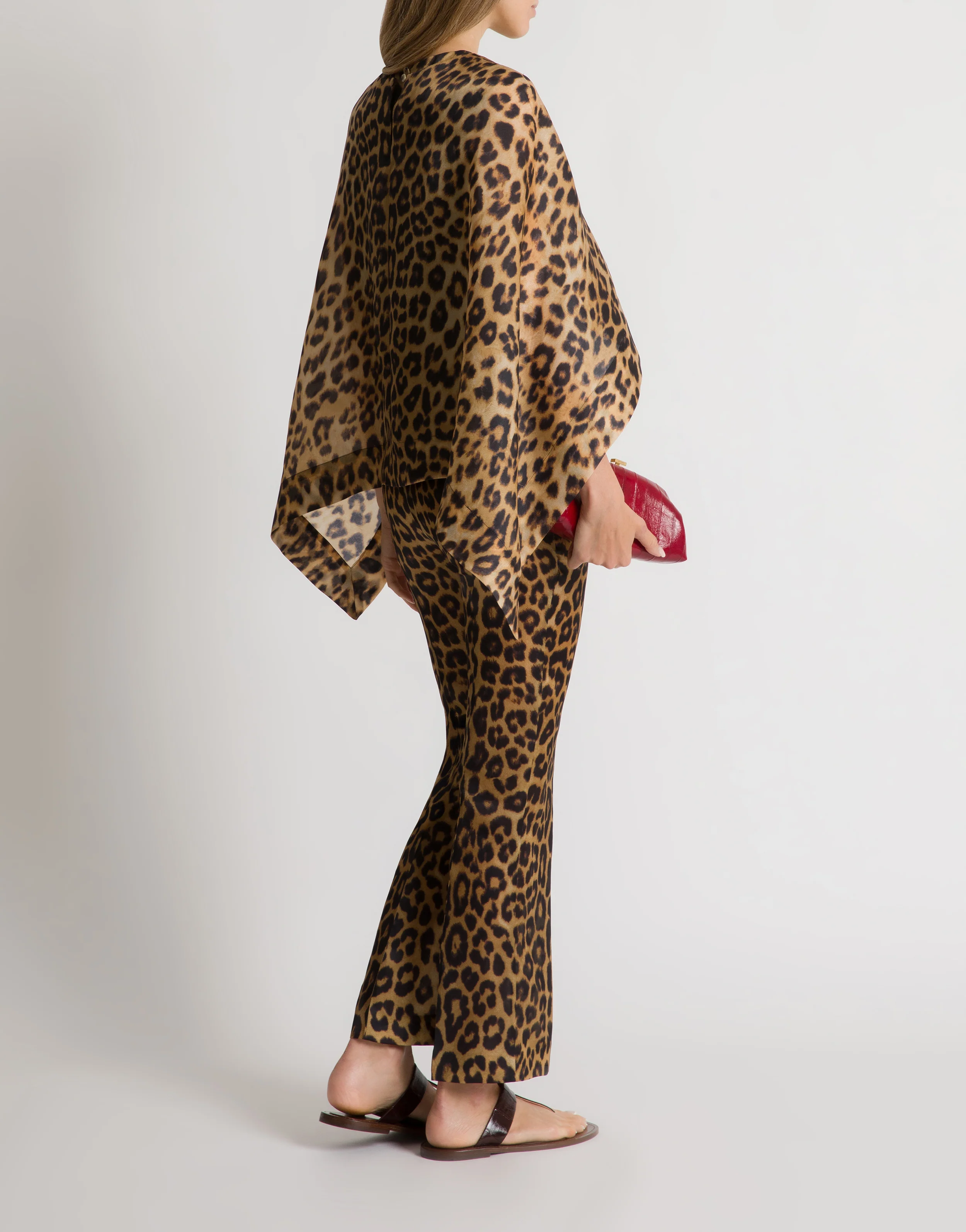 Top cappa in organza di seta stampa leopardata  - Image 3