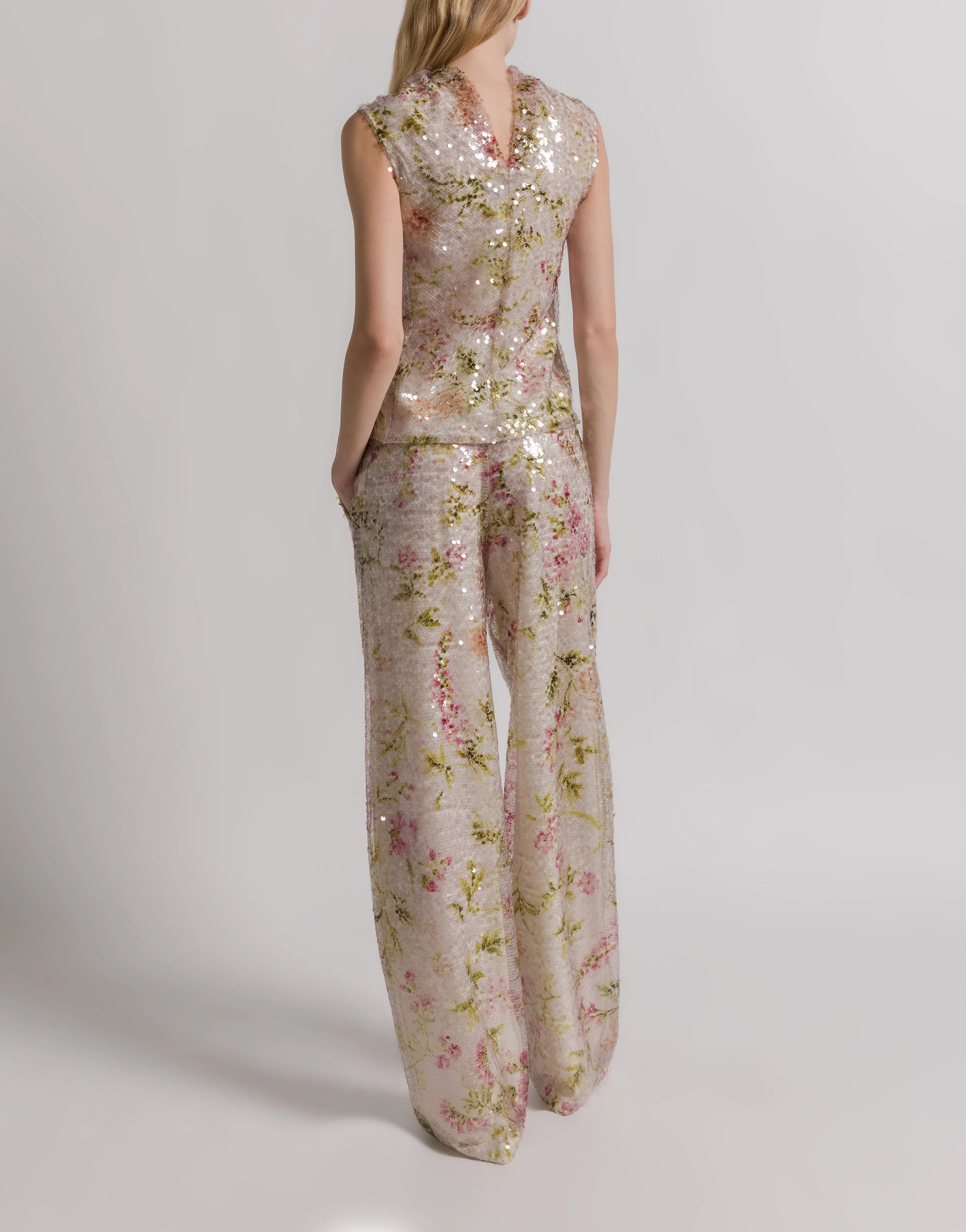 Top con paillettes a motivo floreale - Image 3
