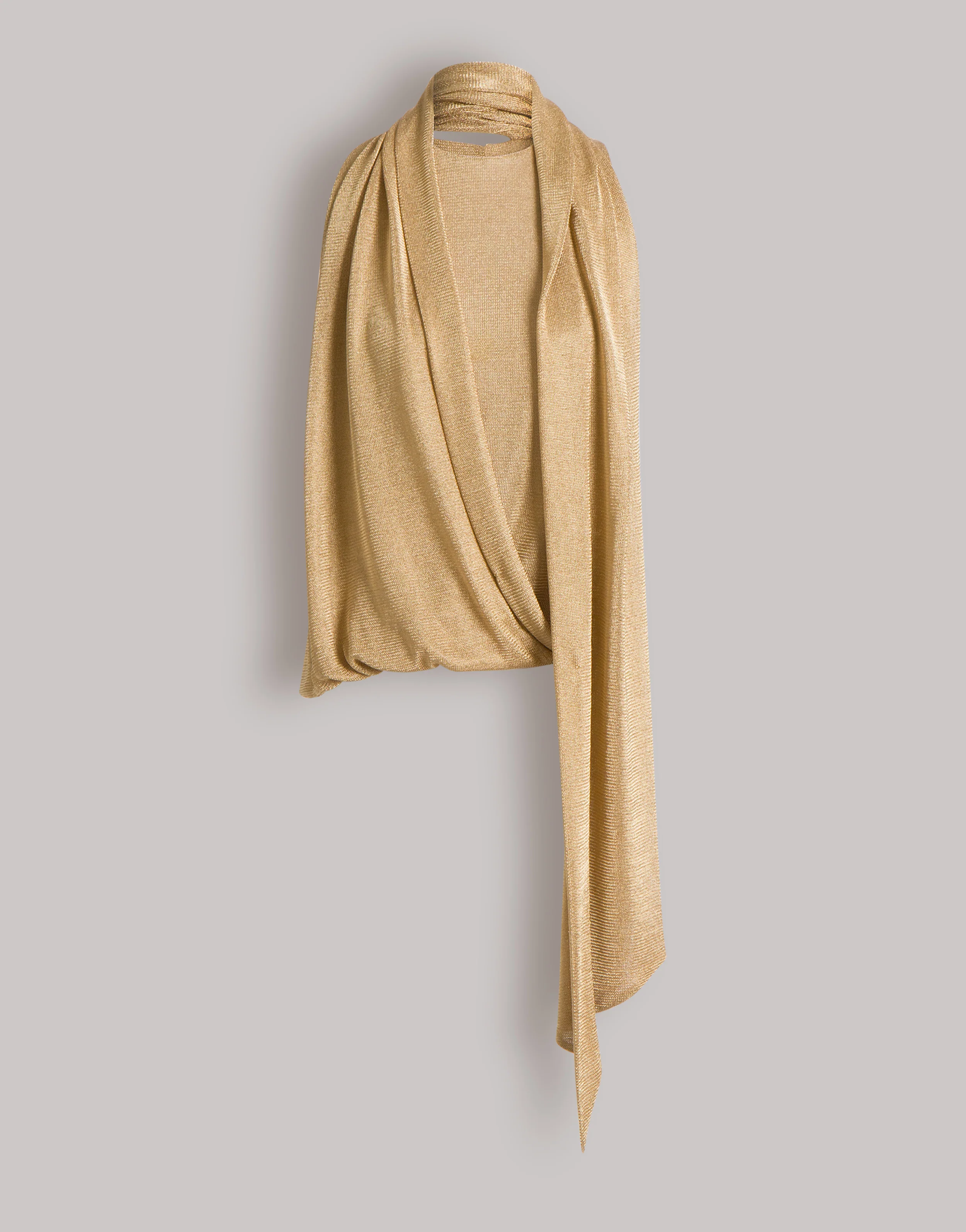 Top in rete di lurex oro con sciarpina