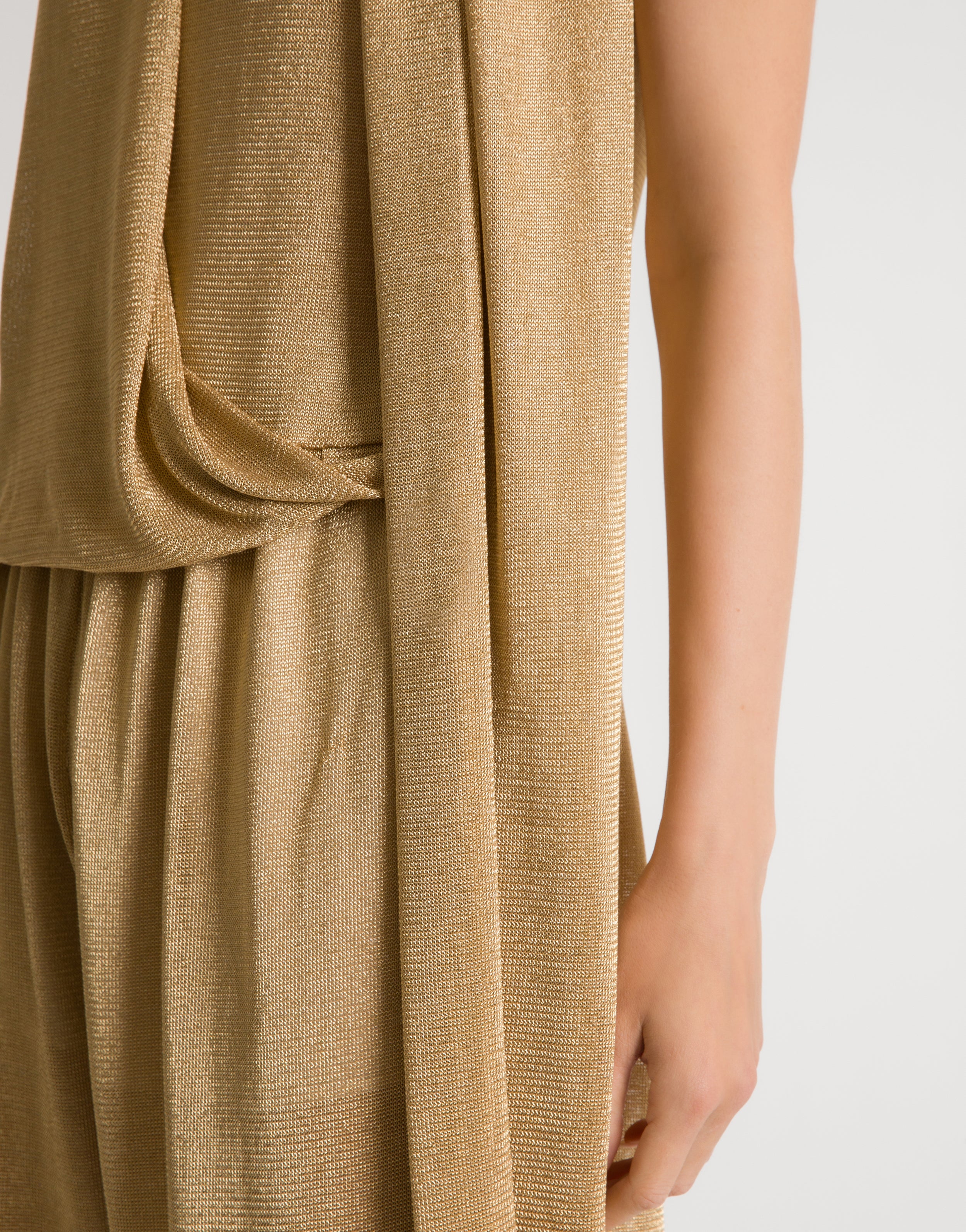 Top in rete di lurex oro con sciarpina - Image 4